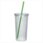 Translucent Clear with Green Straw